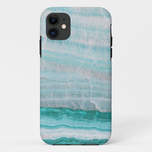 Turquoise Granite Stone Layered Wave Print Case-Mate iPhone Case (Achterkant)