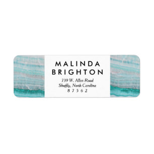 Turquoise Granite Stone Layered Wave Print Etiket