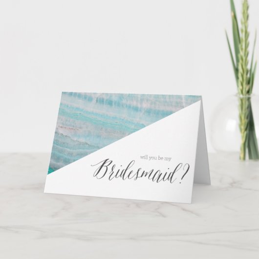 Turquoise Granite Stone Layered Wave Print Feestdagen Kaart (Voorkant)