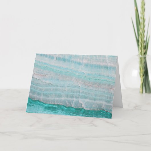 Turquoise Granite Stone Layered Wave Print Feestdagen Kaart (Voorkant)