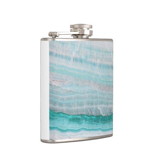 Turquoise Granite Stone Layered Wave Print Heupfles (Rechts)