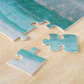 Turquoise Granite Stone Layered Wave Print Legpuzzel (Zijkant)