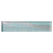 Turquoise Granite Stone Layered Wave Print Naambordje (Voorkant)