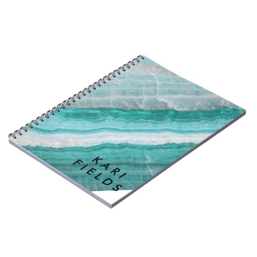 Turquoise Granite Stone Layered Wave Print Notitieboek (Linkerzijde)
