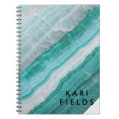 Turquoise Granite Stone Layered Wave Print Notitieboek (Voorkant)