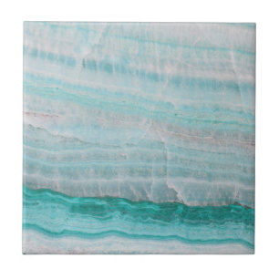 Turquoise Granite Stone Layered Wave Print Tegeltje