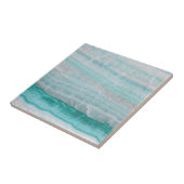 Turquoise Granite Stone Layered Wave Print Tegeltje (Zijkant)