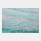 Turquoise Granite Stone Layered Wave Print Theedoek (Horizontaal)