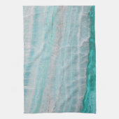 Turquoise Granite Stone Layered Wave Print Theedoek (Verticaal)