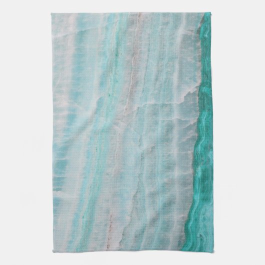Turquoise Granite Stone Layered Wave Print Theedoek (Verticaal)