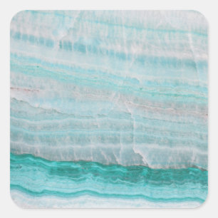 Turquoise Granite Stone Layered Wave Print Vierkante Sticker