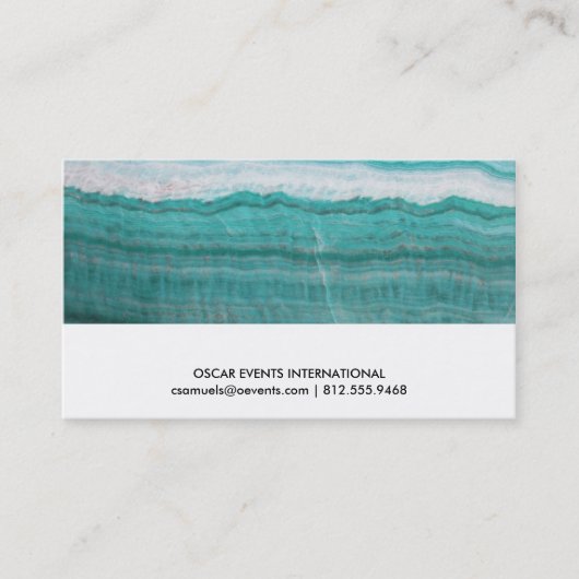 Turquoise Granite Stone Layered Wave Print Visitekaartje (Voorkant)