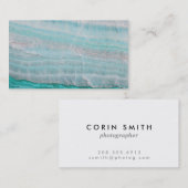 Turquoise Granite Stone Layered Wave Print Visitekaartje (Voorkant / Achterkant)