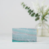 Turquoise Granite Stone Layered Wave Print Visitekaartje (Staand voorkant)