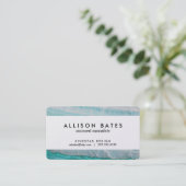 Turquoise Granite Stone Layered Wave Print Visitekaartje (Staand voorkant)