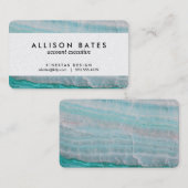Turquoise Granite Stone Layered Wave Print Visitekaartje (Voorkant / Achterkant)
