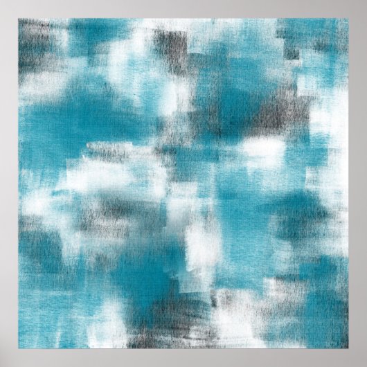 Turquoise Gray Abstract Poster (Voorkant)