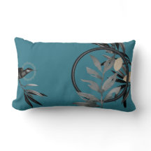 Turquoise & Gray Artistic Waterverf Leaves