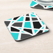 Turquoise Gray Black White Geometric Bier Onderzetter (Linkerzijde)
