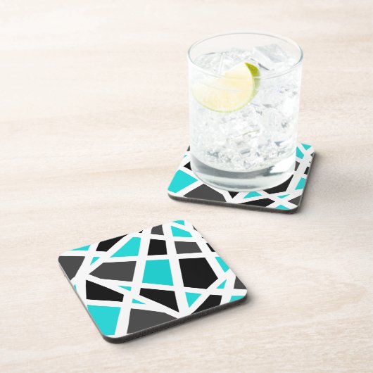 Turquoise Gray Black White Geometric Bier Onderzetter (Rechterzijde)