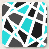 Turquoise Gray Black White Geometric Bier Onderzetter (Voorkant)