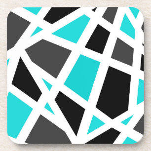 Turquoise Gray Black White Geometric Bier Onderzetter