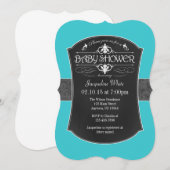 Turquoise Gray Chalkboard Baby shower Invitation Kaart (Voorkant / Achterkant)