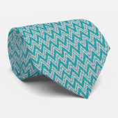 Turquoise & Gray Faux Glitter Zigzag Chevron Stropdas (Opgerold)