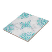 Turquoise Gray Marble Floral Geometric Tegeltje (Zijkant)