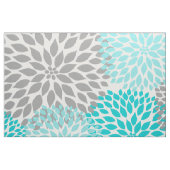Turquoise Gray Modern Dahlia florale afdruk Stof (Fat Quarter)