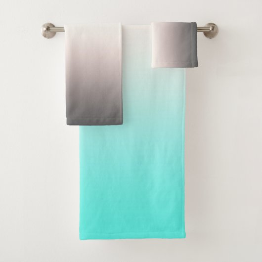 Turquoise gray Ombre Bad Handdoek (Insitu)