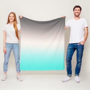 Turquoise gray Ombre Fleece Deken