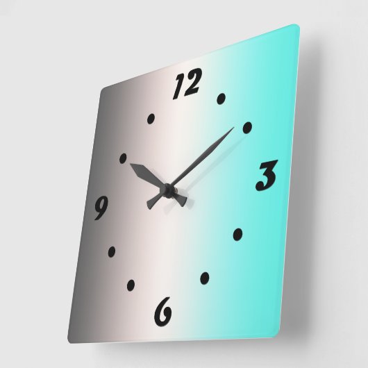 Turquoise gray Ombre Square Wall klok (Hoek)