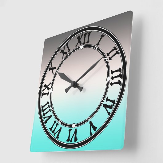 Turquoise gray Ombre Vierkante Klok (Hoek)