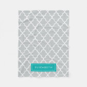 Turquoise & Gray Quatrefoil | Fleece Blanket (Voorkant)