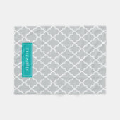 Turquoise & Gray Quatrefoil | Fleece Blanket Deken (Voorkant (Horizontaal))