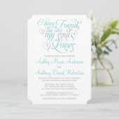 Turquoise Gray Soul houdt van Heart Wedding Kaart (Staand voorkant)