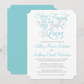 Turquoise Gray Soul houdt van Heart Wedding Kaart (Voorkant / Achterkant)