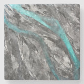 Turquoise & Gray Stone Onderzetters (Voorkant)