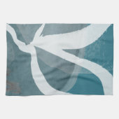 Turquoise Gray & White Abstracte Waterverf Theedoek (Horizontaal)