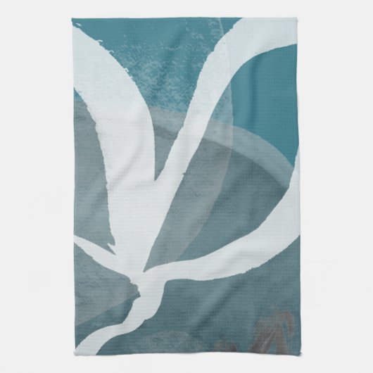 Turquoise Gray & White Abstracte Waterverf Theedoek (Verticaal)