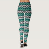 Turquoise Gray White Chevron Modern Leather Leggings (Achterkant)