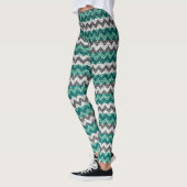 Turquoise Gray White Chevron Modern Leather Leggings (Links)