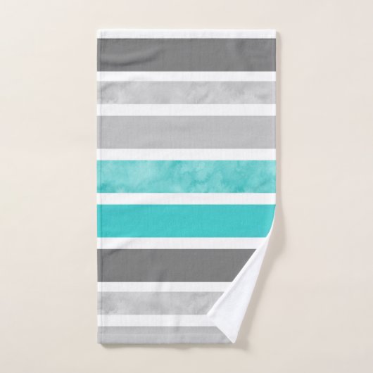 Turquoise Gray White Stripes Bad Handdoek (Handdoek)