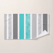 Turquoise Gray White Stripes Bad Handdoek (Handdoek)