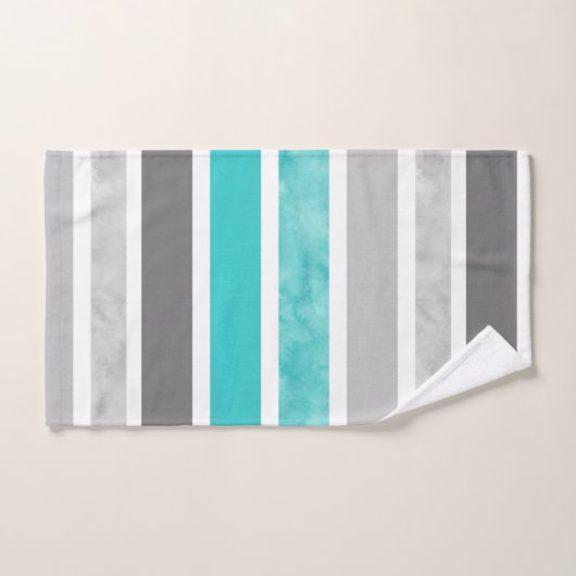 Turquoise Gray White Stripes Bad Handdoek (Handdoek)