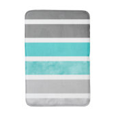 Turquoise Gray White Stripes Badmat (Voorkant Verticaal)