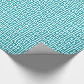 Turquoise Greek Key Pattern Cadeaupapier (Hoek)