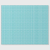 Turquoise Greek Key Pattern Cadeaupapier (Vlak)