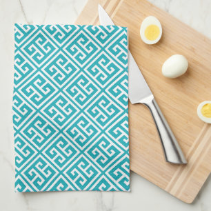 Turquoise Greek Key Pattern Theedoek